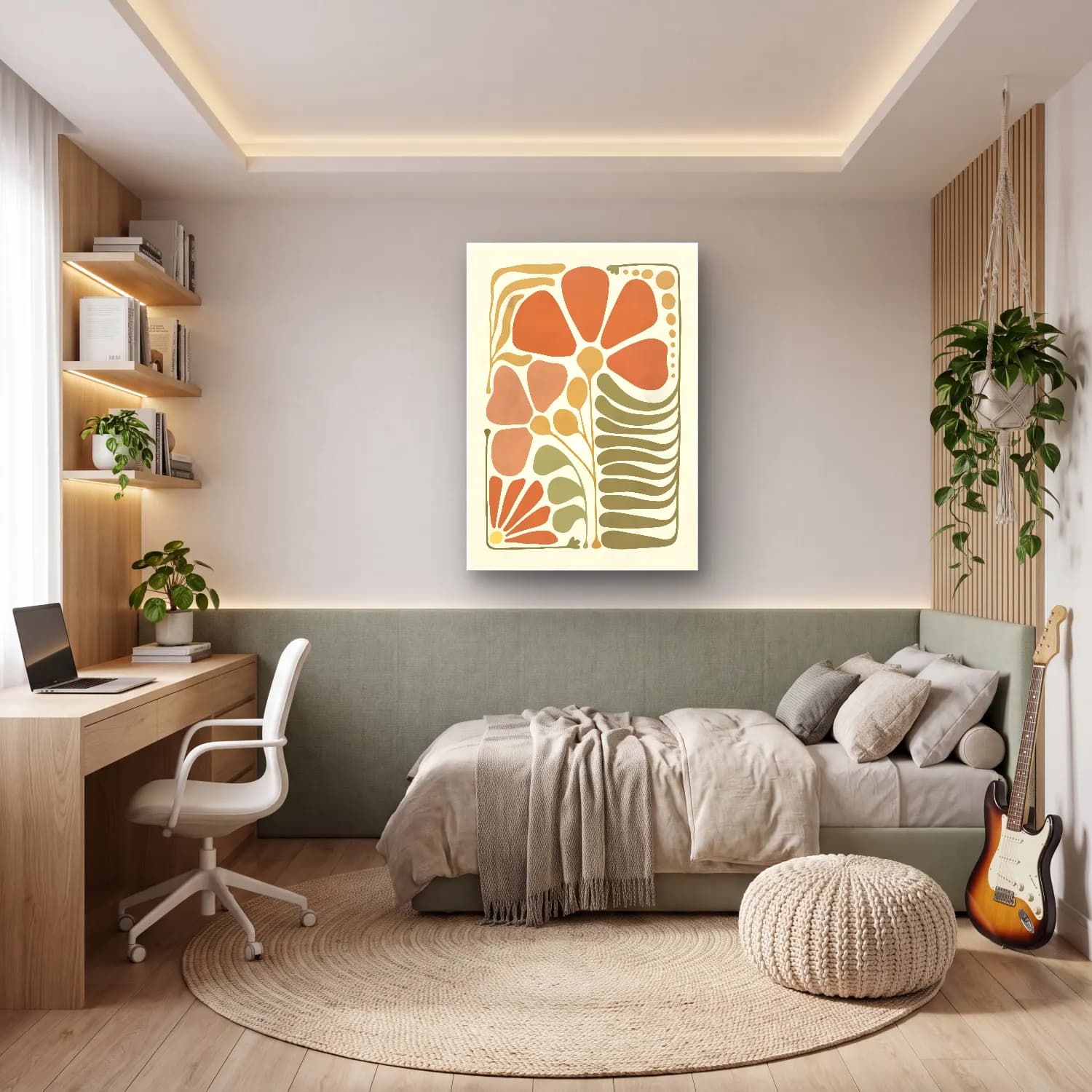 Boho Çiçek Deseni No. 6 cam tablo — genç odasında