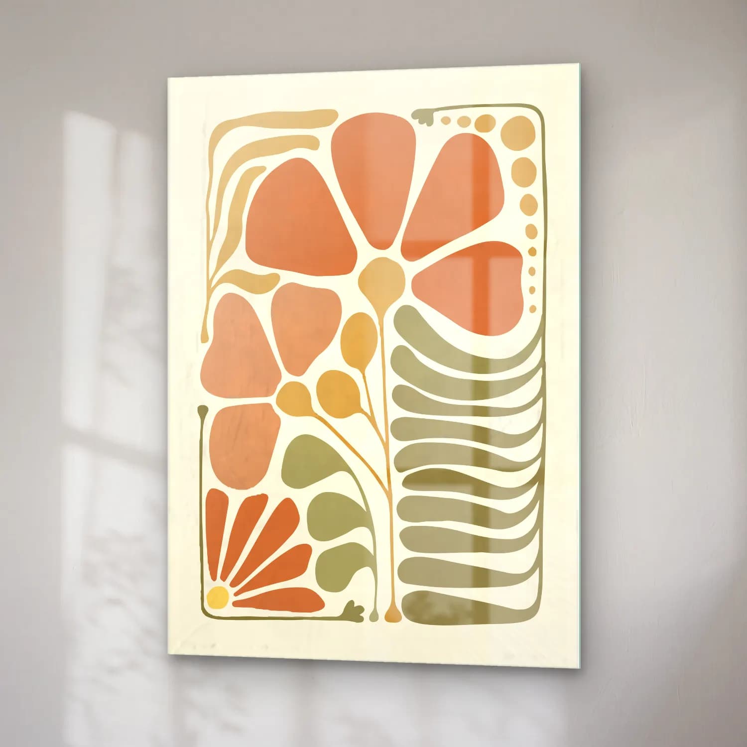 Boho Çiçek Deseni No. 6 cam tablo — sağ açıdan görünüm