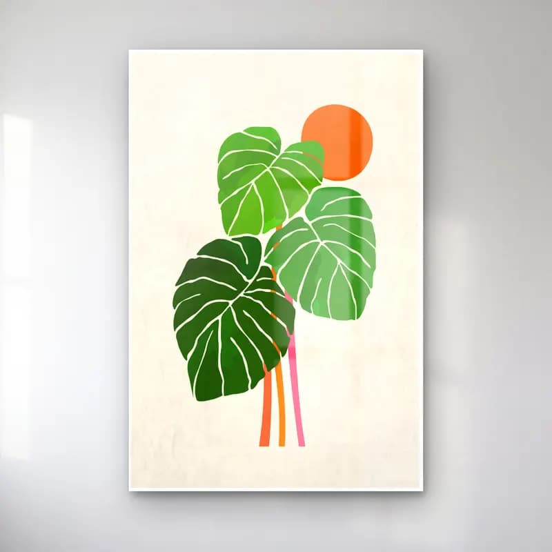 Boho Monstera Yaprağı – Yeşil Tonlar cam tablo — Boho Monstera Yaprağı – Yeşil Tonlar — boho monstera yaprağı
