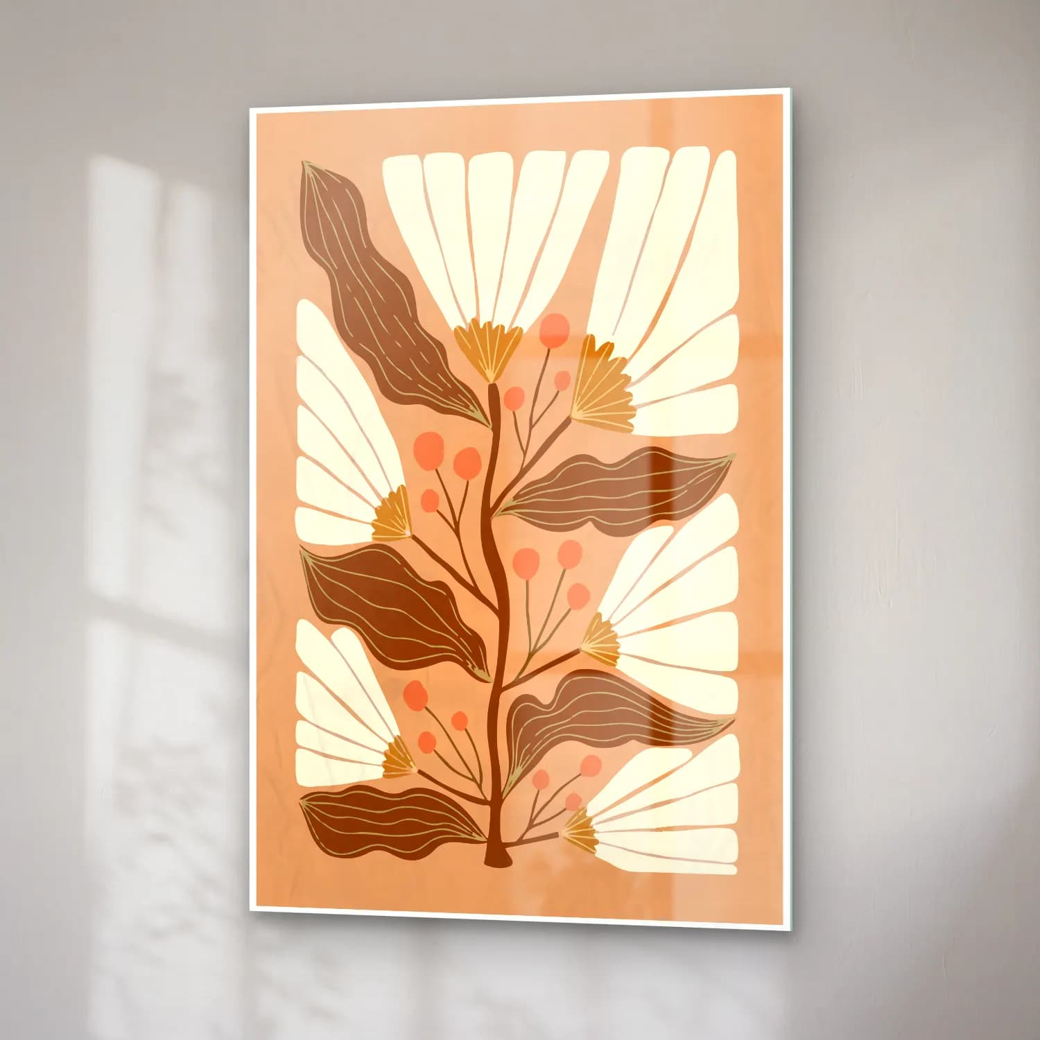 Boho Çiçek Deseni No. 10 cam tablo — sağ açıdan görünüm