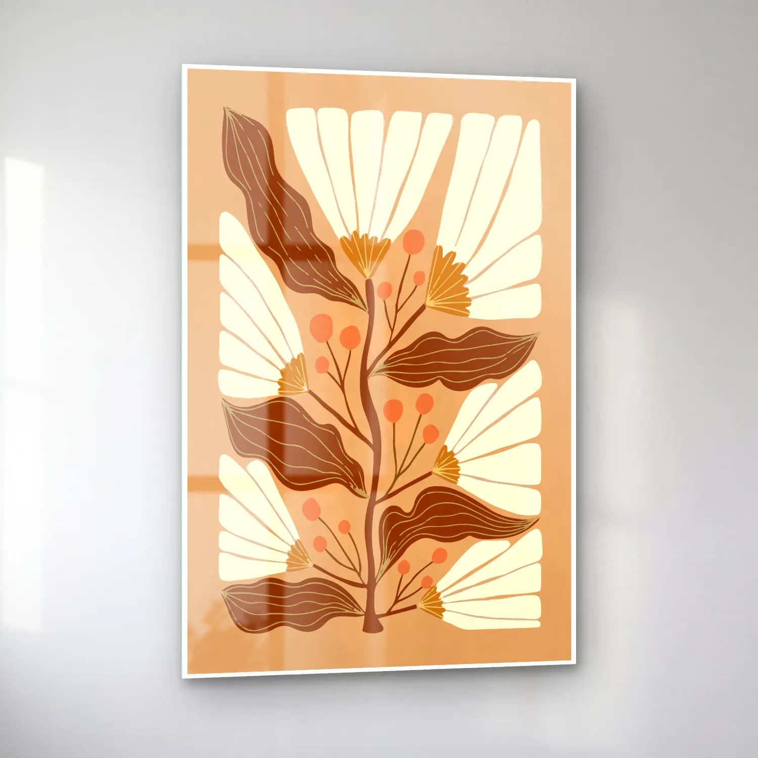 Boho Çiçek Deseni No. 10 cam tablo — sol açıdan görünüm