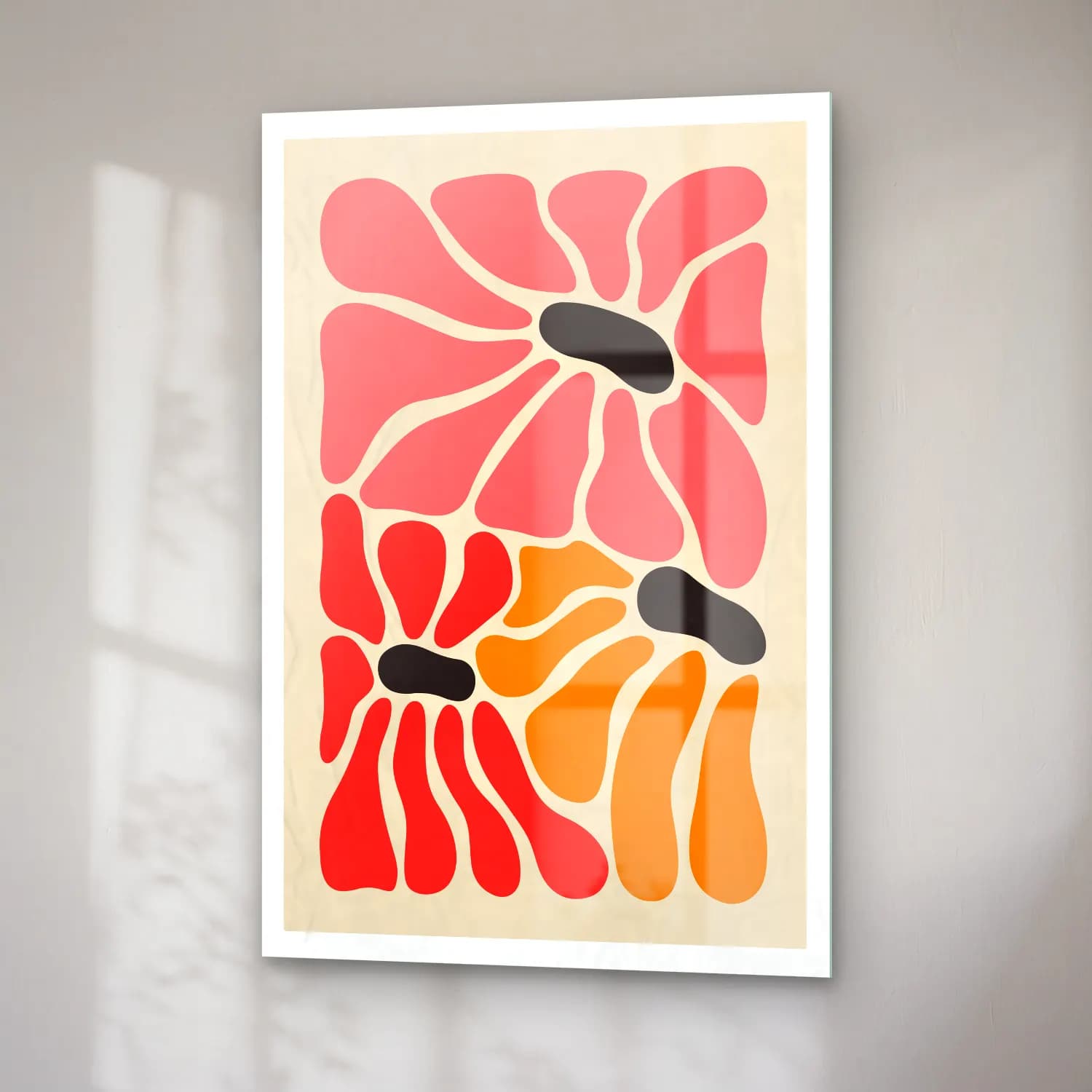 Boho Çiçek Deseni No. 12 cam tablo — sağ açıdan görünüm