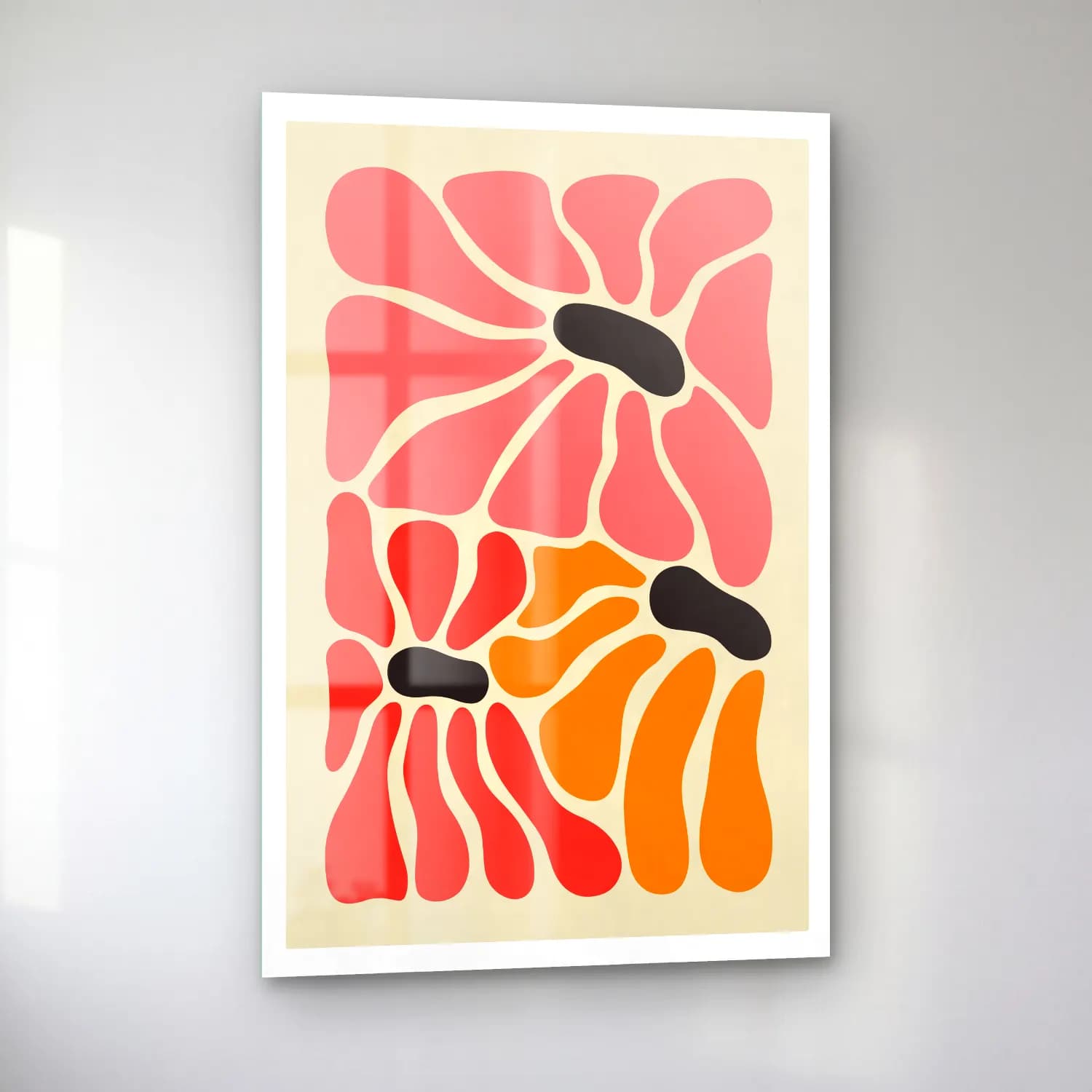 Boho Çiçek Deseni No. 12 cam tablo — sol açıdan görünüm