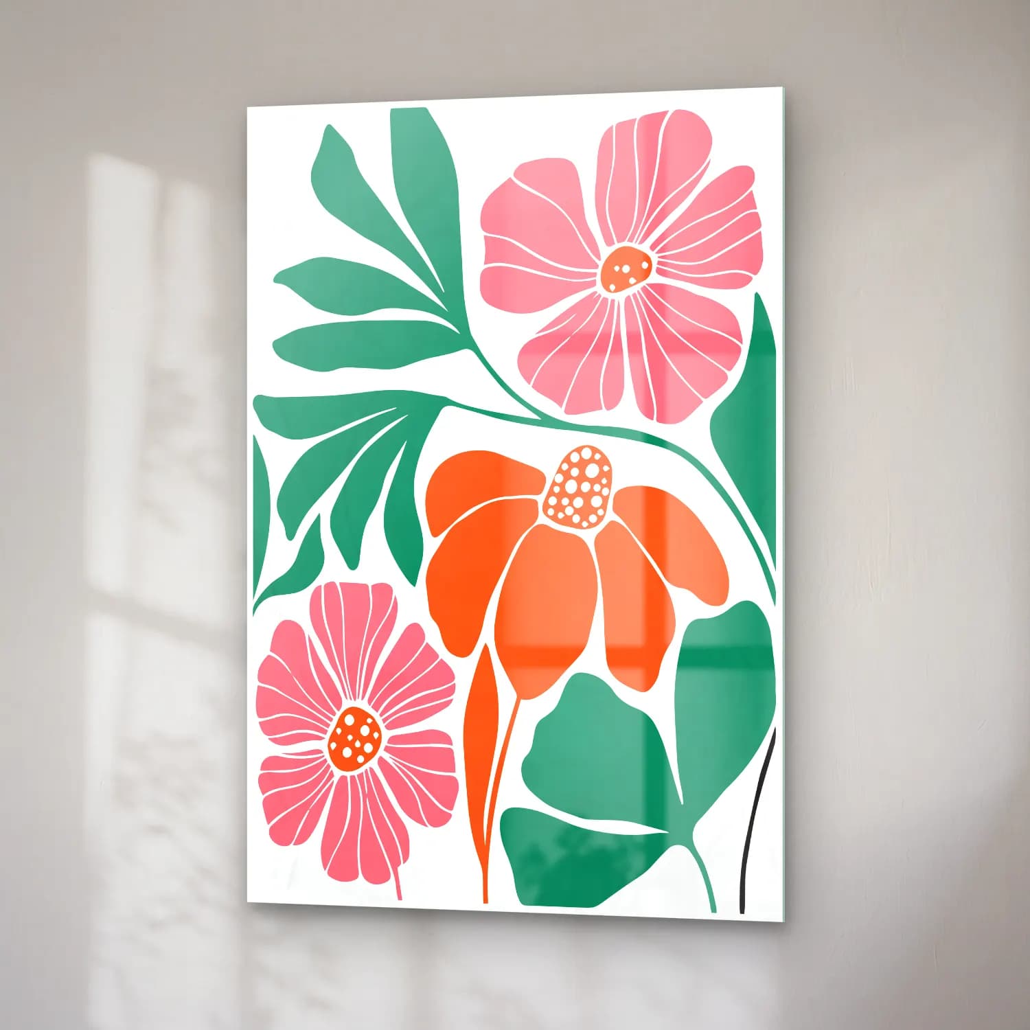 Boho Çiçek Deseni No. 14 cam tablo — sağ açıdan görünüm