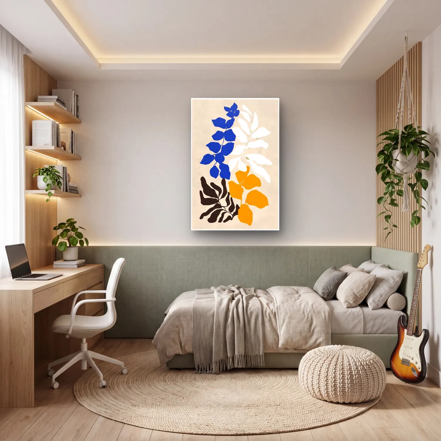 Boho Botanik Yapraklar No. 6 cam tablo — genç odasında