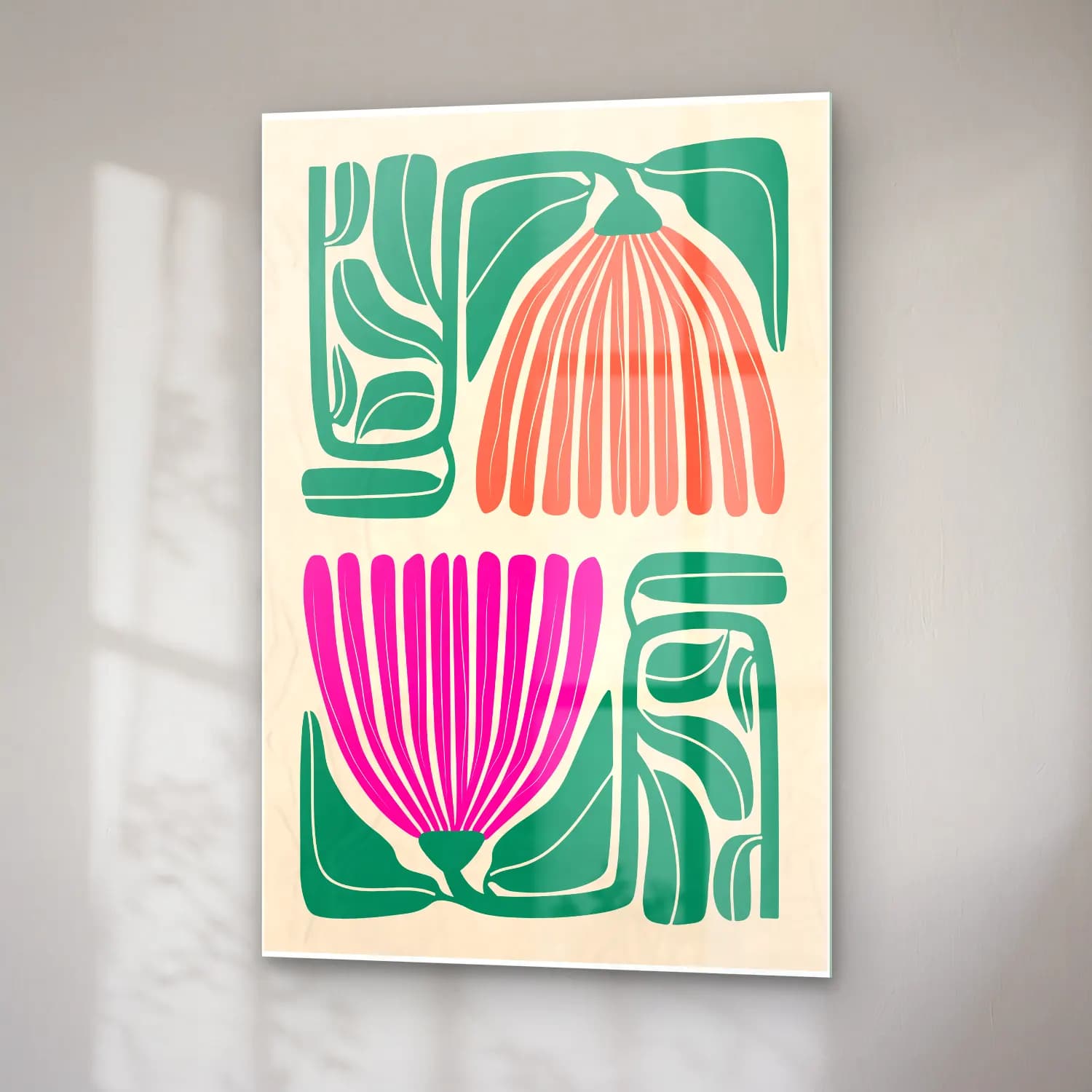 Boho Çiçek Deseni No. 16 cam tablo — sağ açıdan görünüm