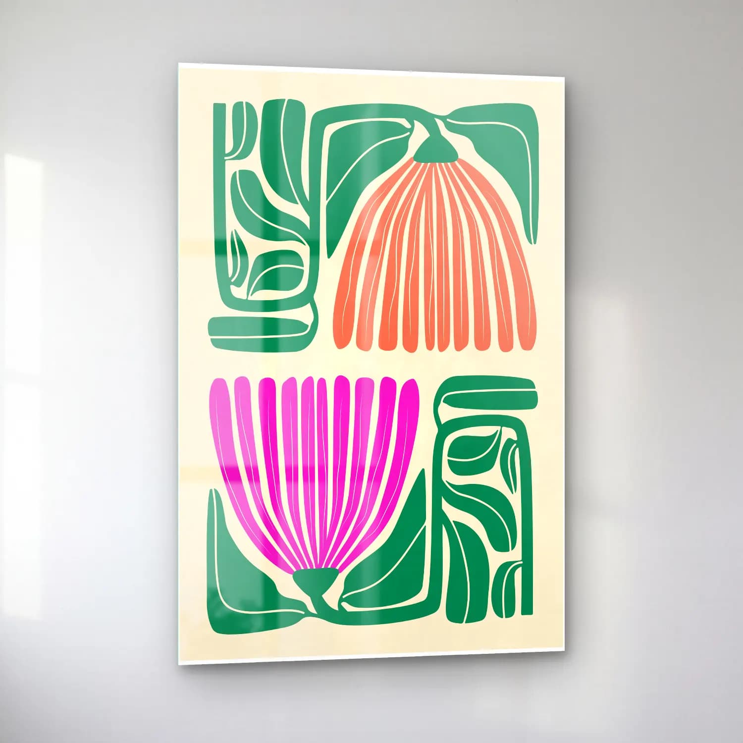 Boho Çiçek Deseni No. 16 cam tablo — sol açıdan görünüm