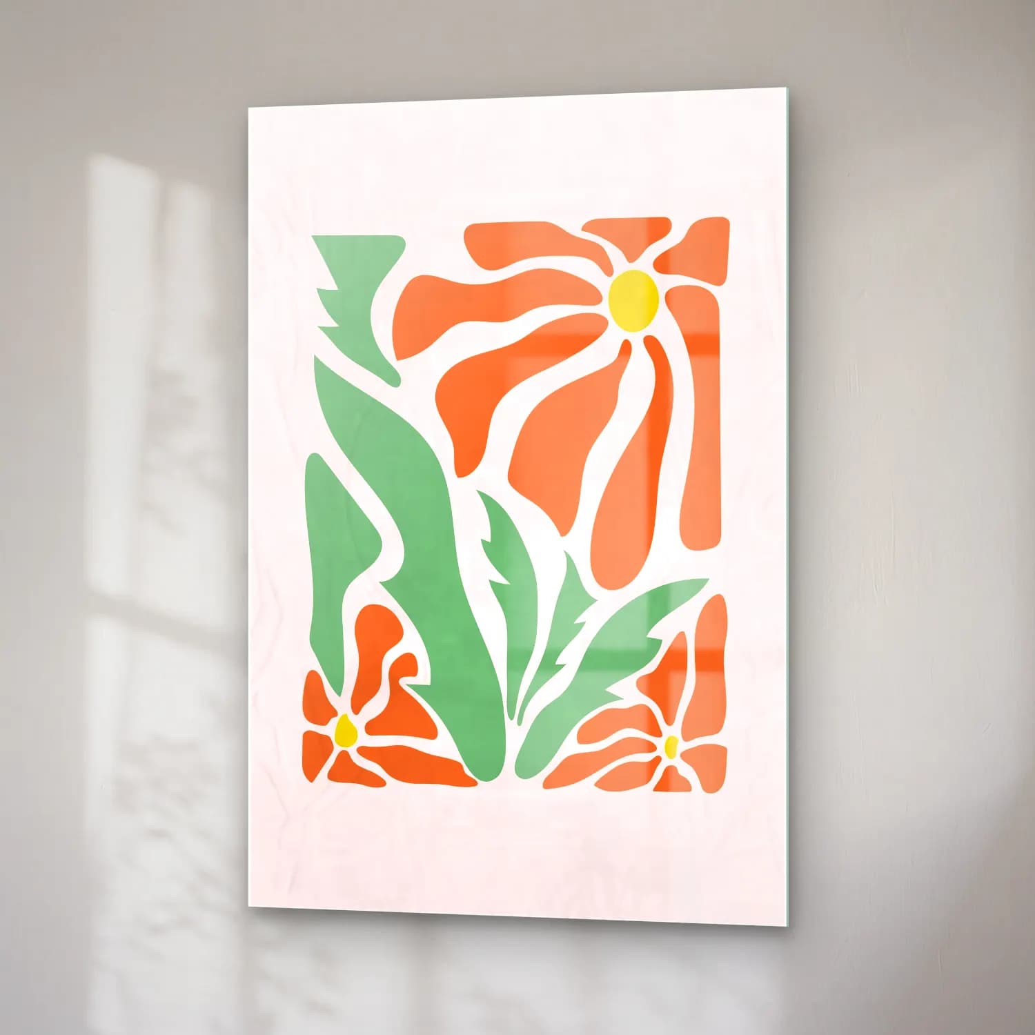 Pastel Çiçek Deseni No. 8 cam tablo — sağ açıdan görünüm