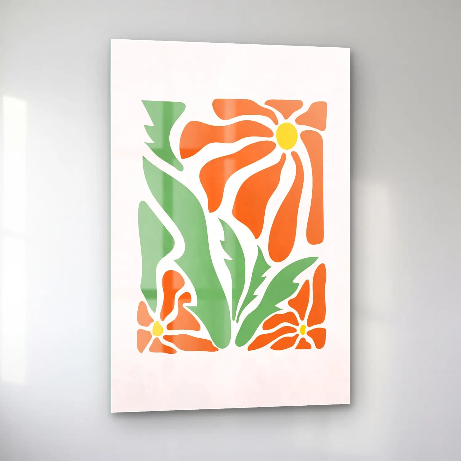 Pastel Çiçek Deseni No. 8 cam tablo — sol açıdan görünüm