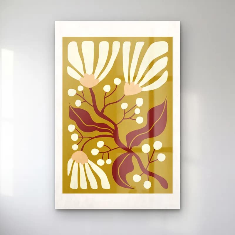 Boho Çiçek Deseni No. 18 cam tablo — Boho Çiçek Deseni No. 18 — boho çiçek deseni