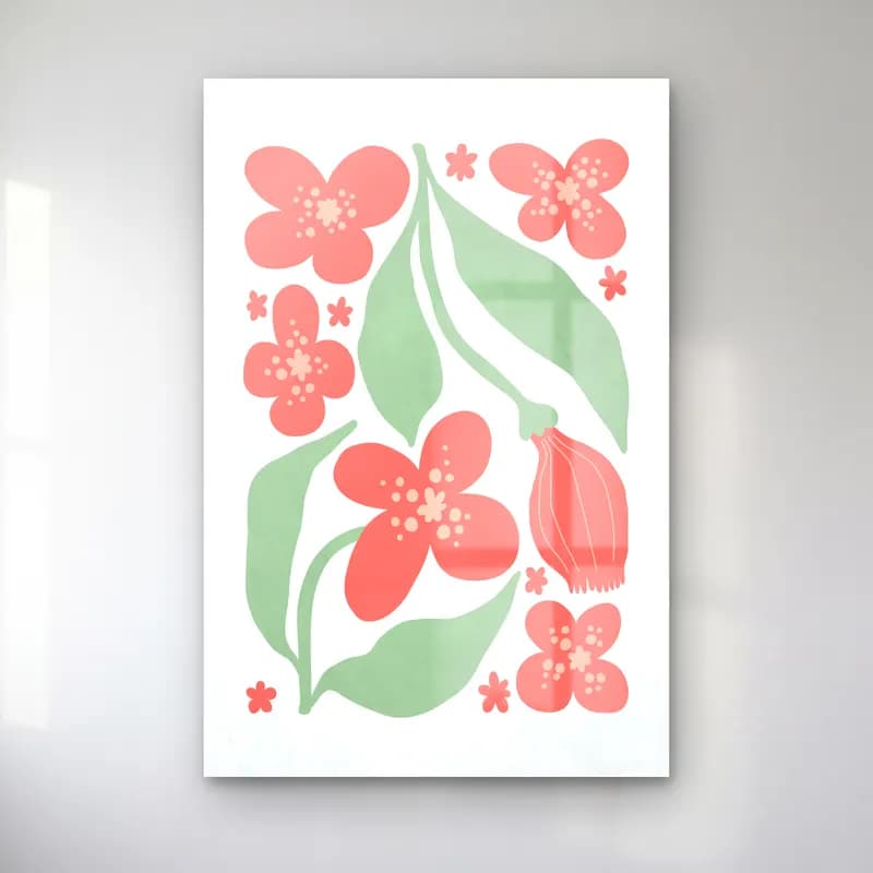 Pastel Çiçek Deseni No. 9 cam tablo — Pastel Çiçek Deseni No. 9 — pastel çiçek deseni