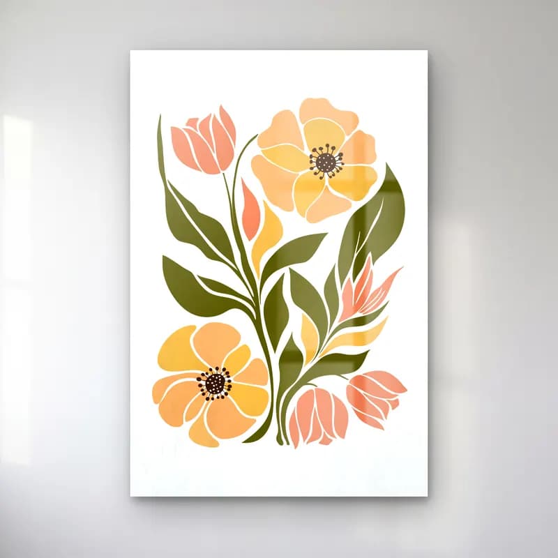 Boho Çiçek Deseni No. 20 cam tablo — Boho Çiçek Deseni No. 20 — boho çiçek deseni