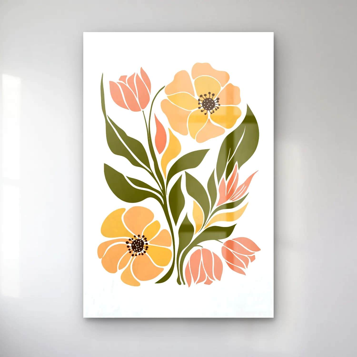 Boho Çiçek Deseni No. 20 cam tablo — Boho Çiçek Deseni No. 20 — boho çiçek deseni