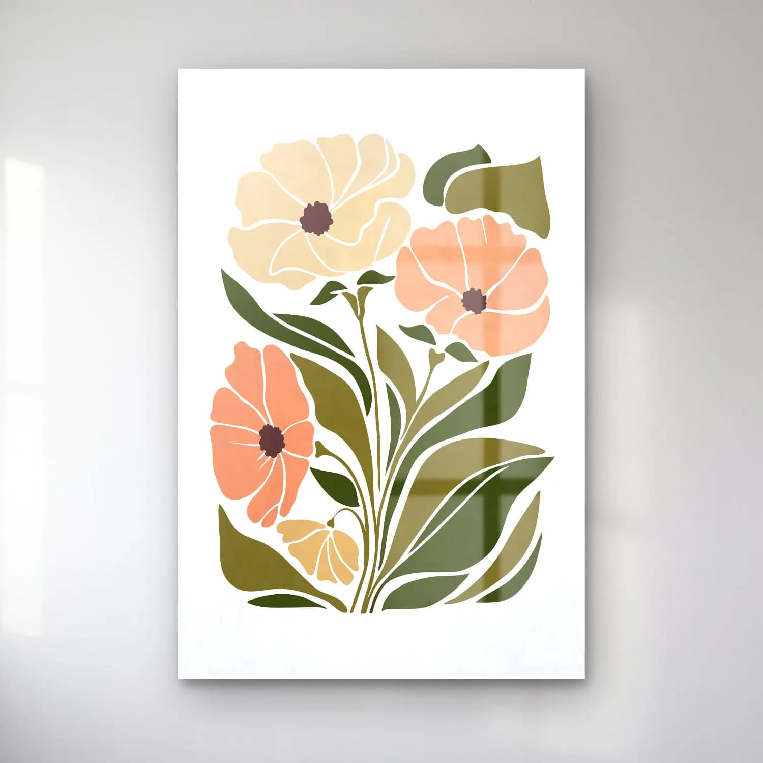 Boho Çiçek Deseni No. 21 cam tablo — Boho Çiçek Deseni No. 21 — boho çiçek deseni