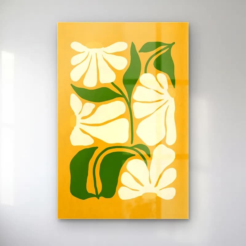 Retro Çiçek Deseni No. 19 cam tablo — Retro Çiçek Deseni No. 19 — retro çiçek deseni