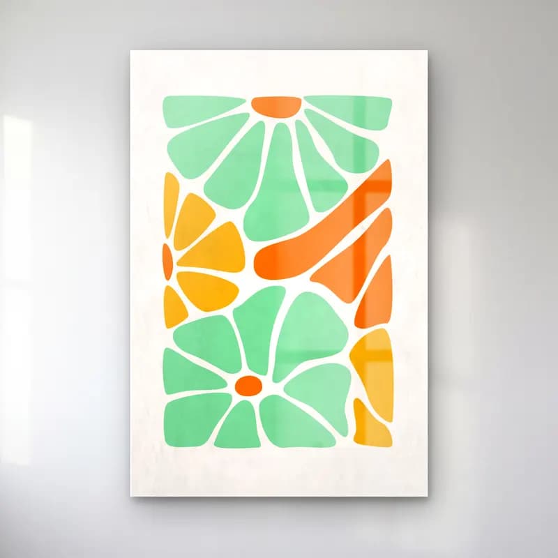 Retro Çiçek Deseni No. 20 cam tablo — Retro Çiçek Deseni No. 20 — retro çiçek deseni
