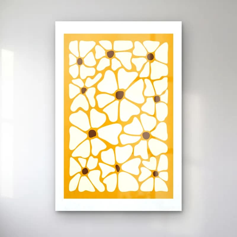Retro Çiçek Deseni No. 22 cam tablo — Retro Çiçek Deseni No. 22 — retro çiçek deseni