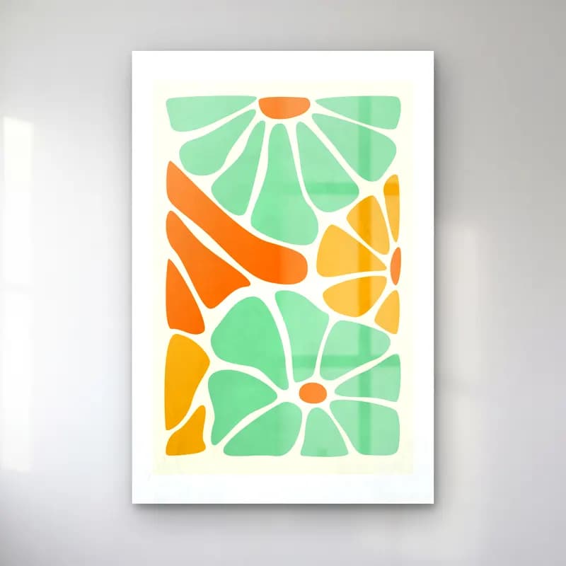 Retro Çiçek Deseni No. 23 cam tablo — Retro Çiçek Deseni No. 23 — retro çiçek deseni