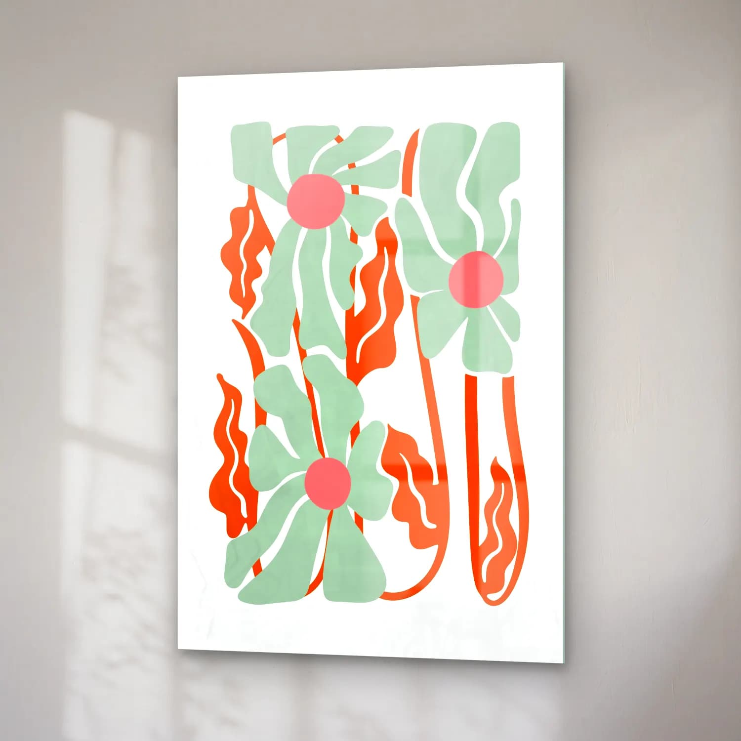 Boho Çiçek Deseni No. 29 cam tablo — sağ açıdan görünüm