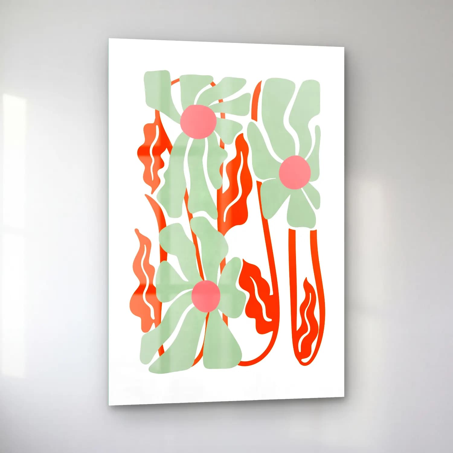 Boho Çiçek Deseni No. 29 cam tablo — sol açıdan görünüm