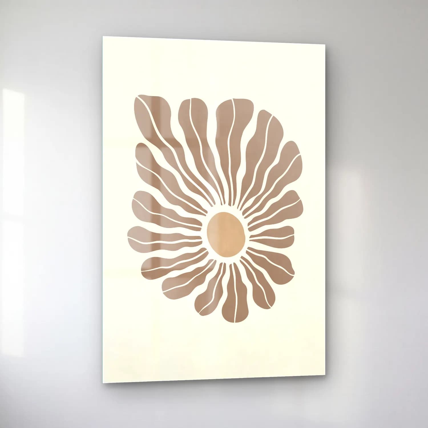 Boho Çiçek Deseni No. 31 cam tablo — sol açıdan görünüm