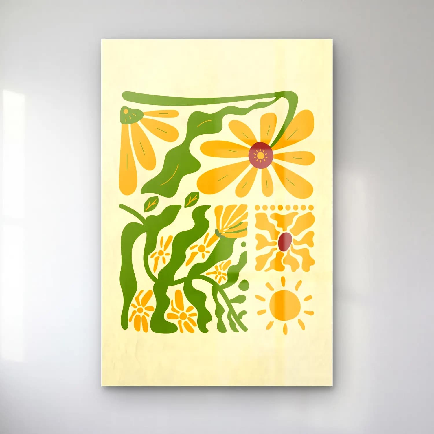 Boho Çiçek Deseni No. 33 cam tablo — Boho Çiçek Deseni No. 33 — boho çiçek deseni