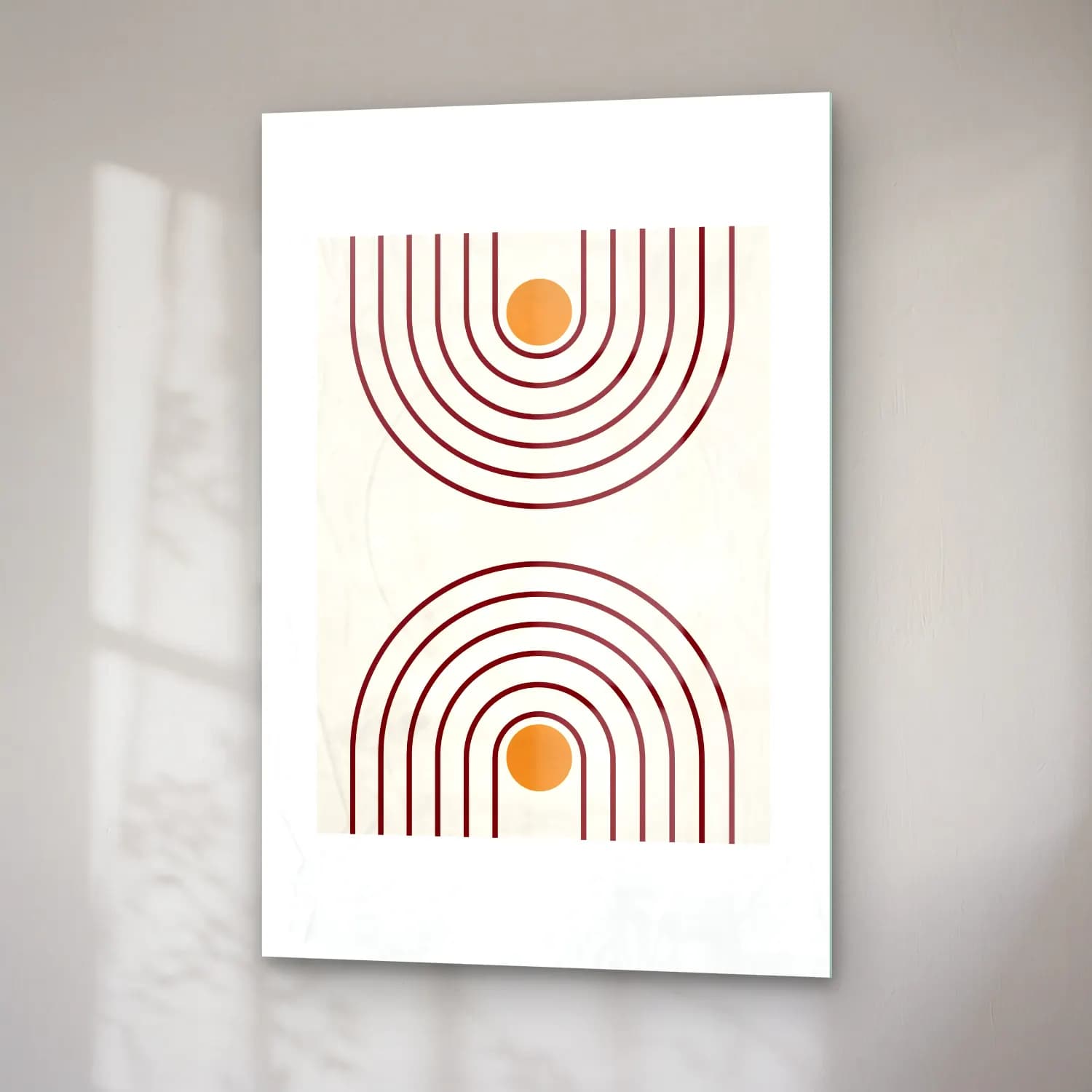 Retro Geometrik Daireler No. 5 cam tablo — sağ açıdan görünüm