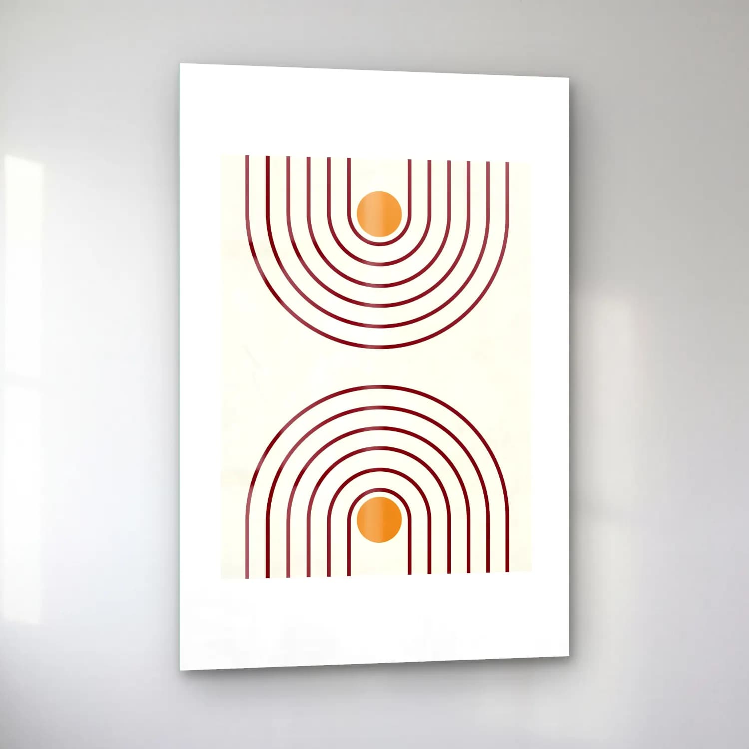 Retro Geometrik Daireler No. 5 cam tablo — sol açıdan görünüm