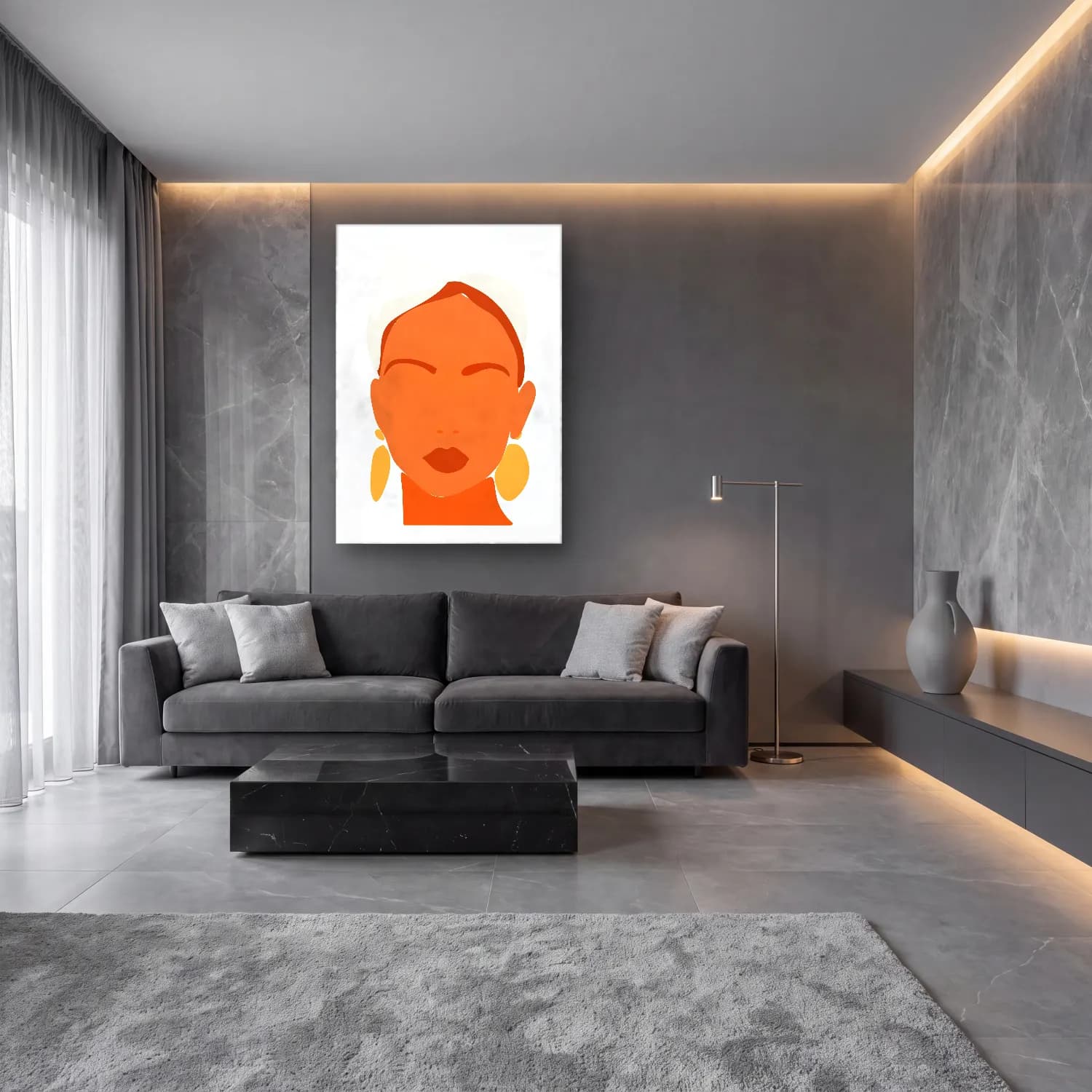 Boho Kadın Portresi cam tablo — lüks salon duvarında