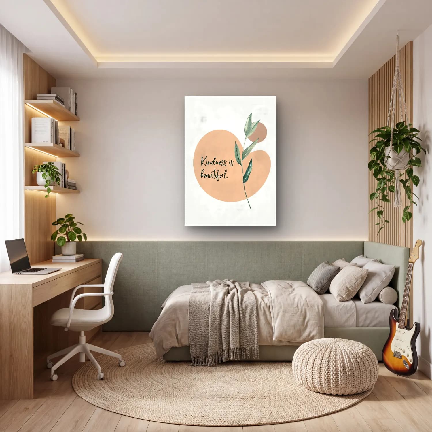 Boho Söz Posteri – Bej Tonlar cam tablo — genç odasında