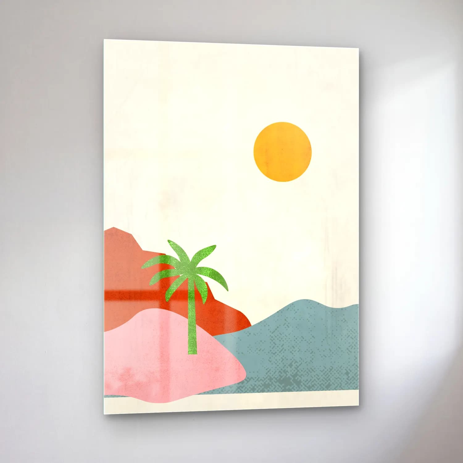 Pastel Soyut Manzara cam tablo — sol açıdan görünüm