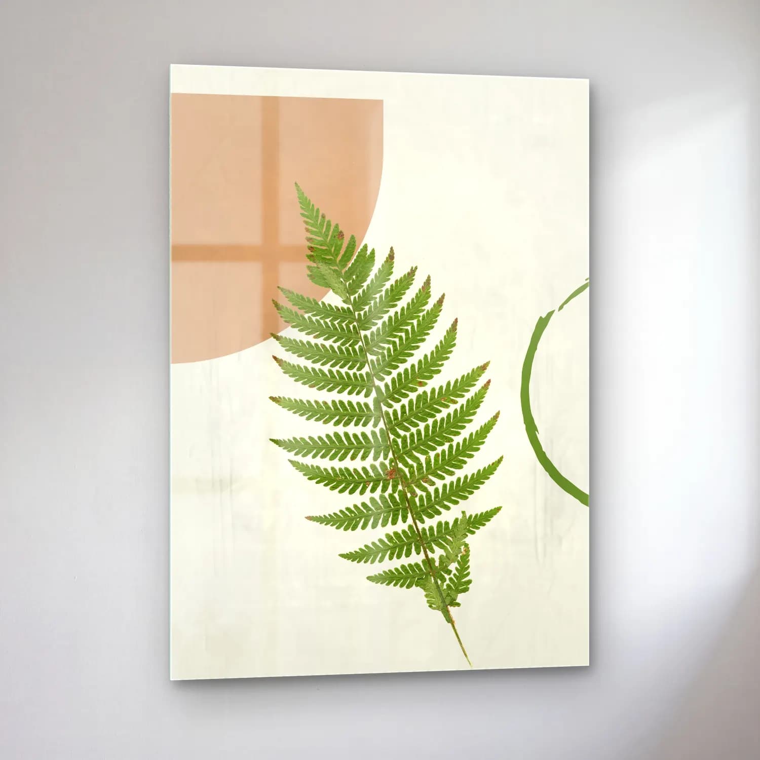 Botanik İllüstrasyon Eğrelti Otu – Yeşil Tonlar cam tablo — sol açıdan görünüm