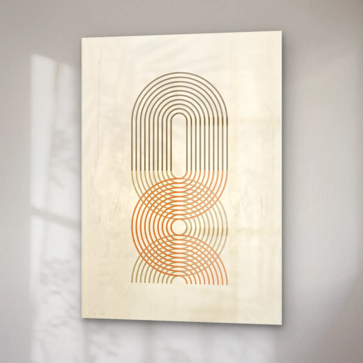 Boho Geometrik Daireler No. 17 cam tablo — sağ açıdan görünüm