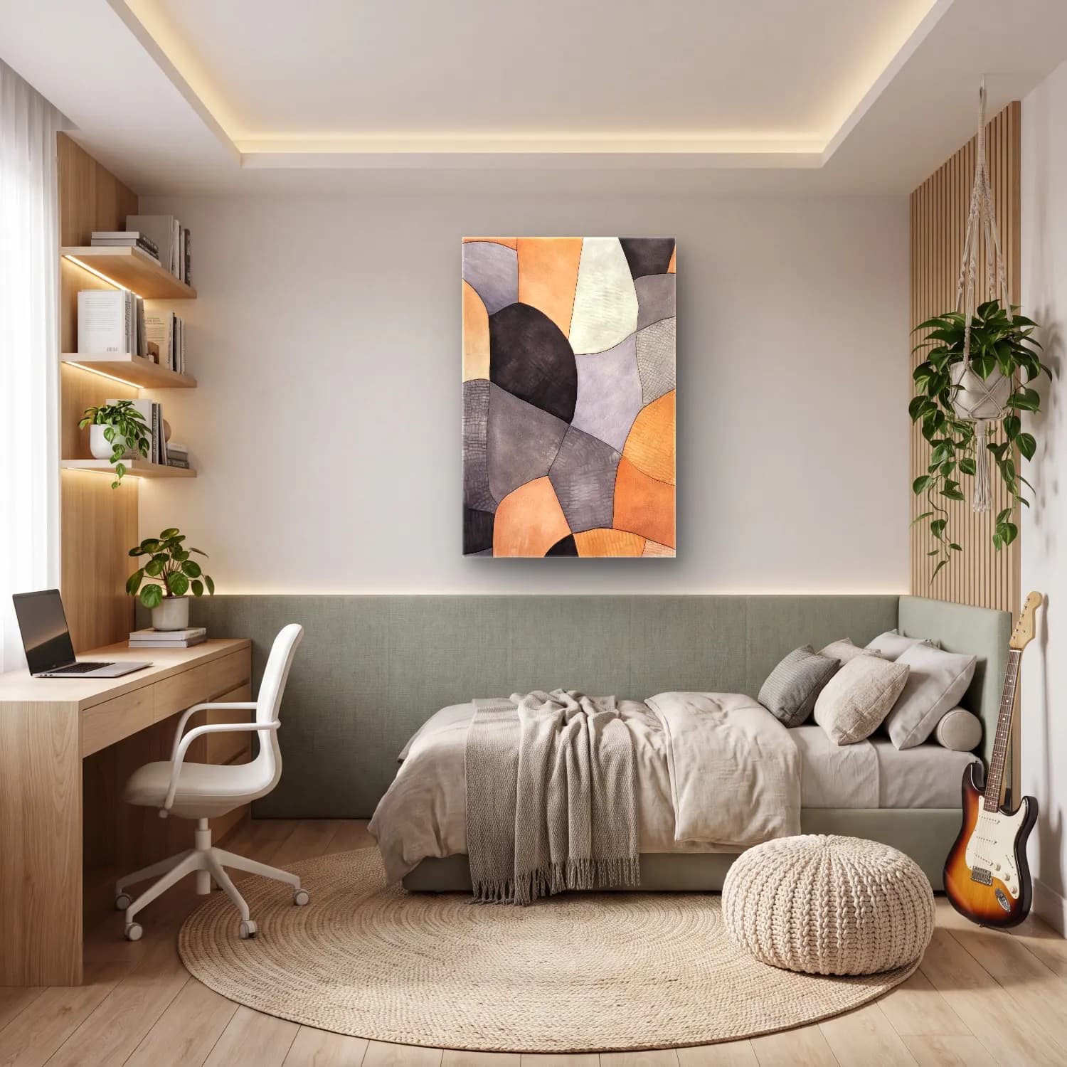 Modern Soyut Formlar No. 39 cam tablo — genç odasında