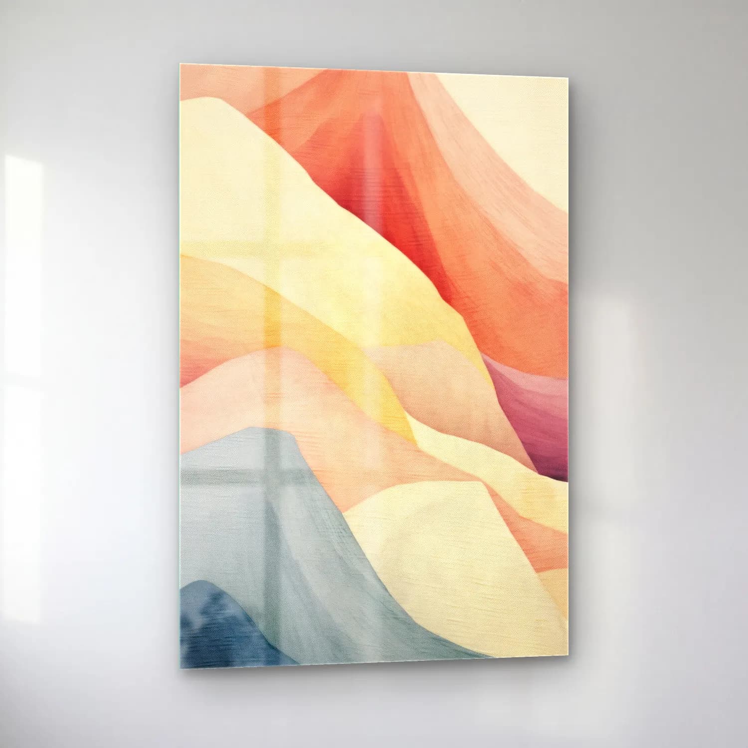 Pastel Soyut Manzara – Bej Tonlar cam tablo — sol açıdan görünüm