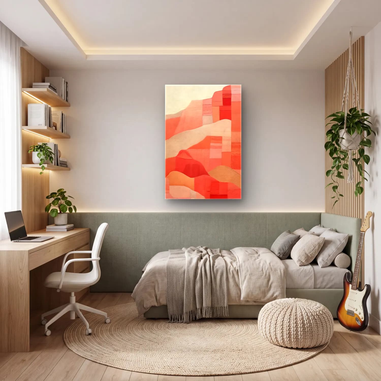 Modern Soyut Renk Alanları No. 25 cam tablo — genç odasında