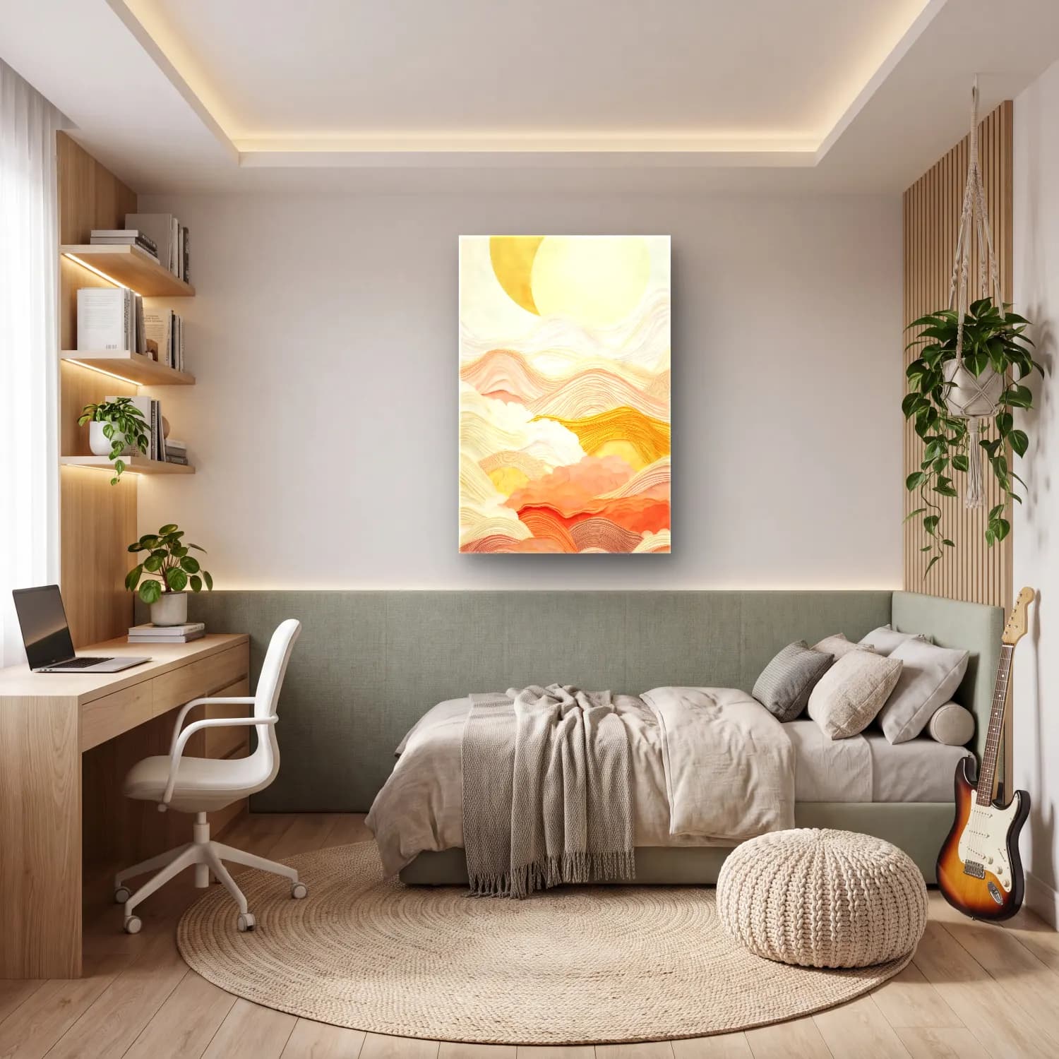 Pastel Soyut Manzara No. 7 cam tablo — genç odasında
