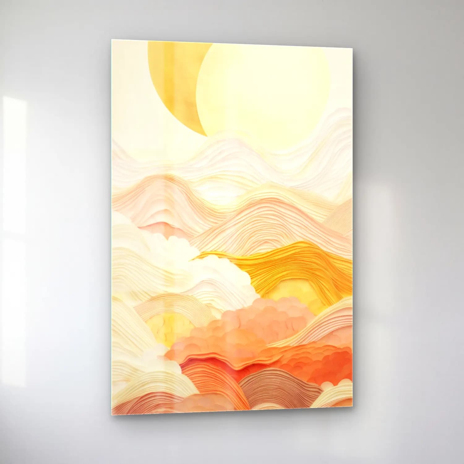 Pastel Soyut Manzara No. 7 cam tablo — sol açıdan görünüm