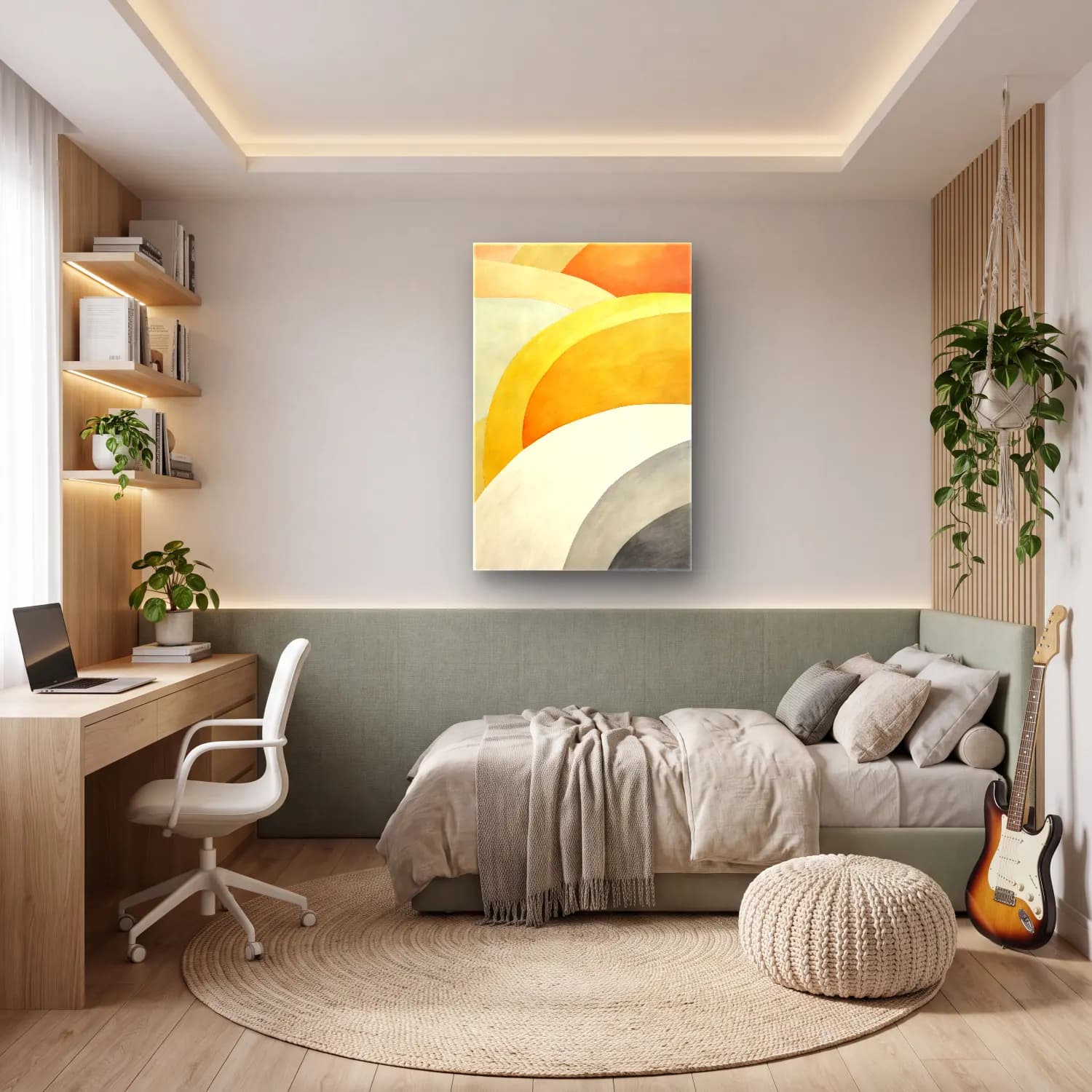 Modern Soyut Kemer No. 12 cam tablo — genç odasında