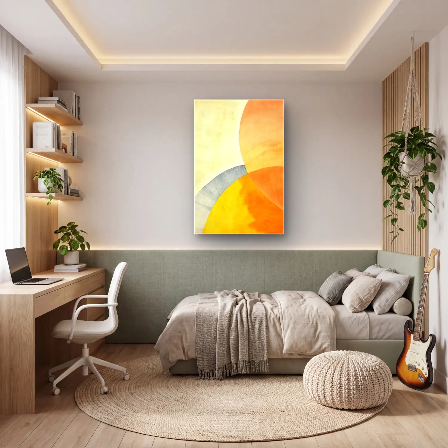 Modern Soyut Geometrik Daireler cam tablo — genç odasında