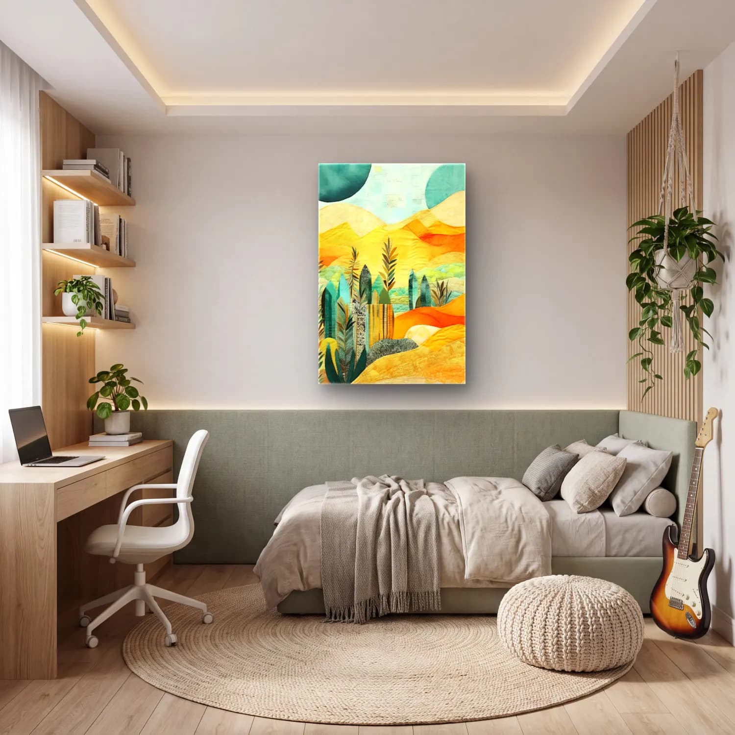Boho Çöl Kumulları cam tablo — genç odasında