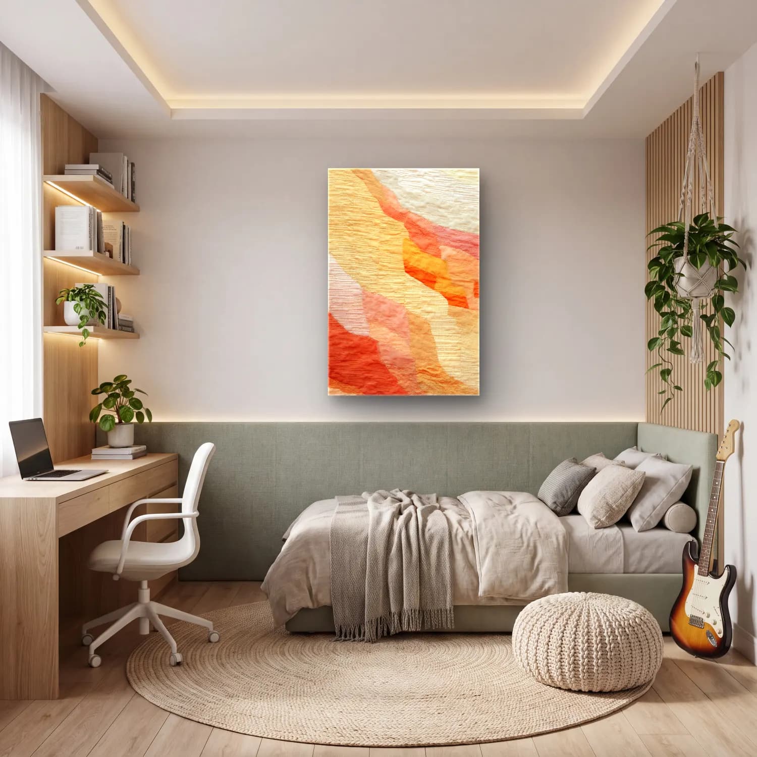 Boho Dama Deseni cam tablo — genç odasında