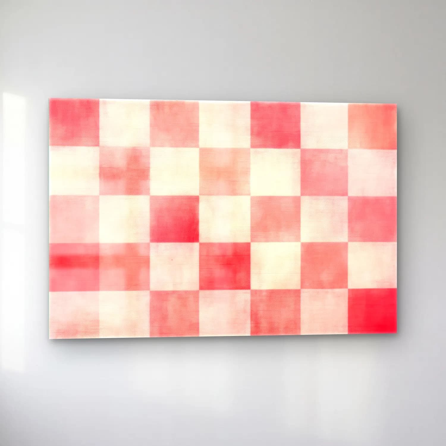 Pastel Dama Deseni cam tablo — sol açıdan görünüm