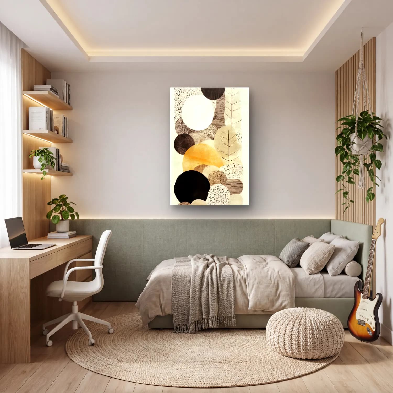 Boho Soyut Formlar cam tablo — genç odasında
