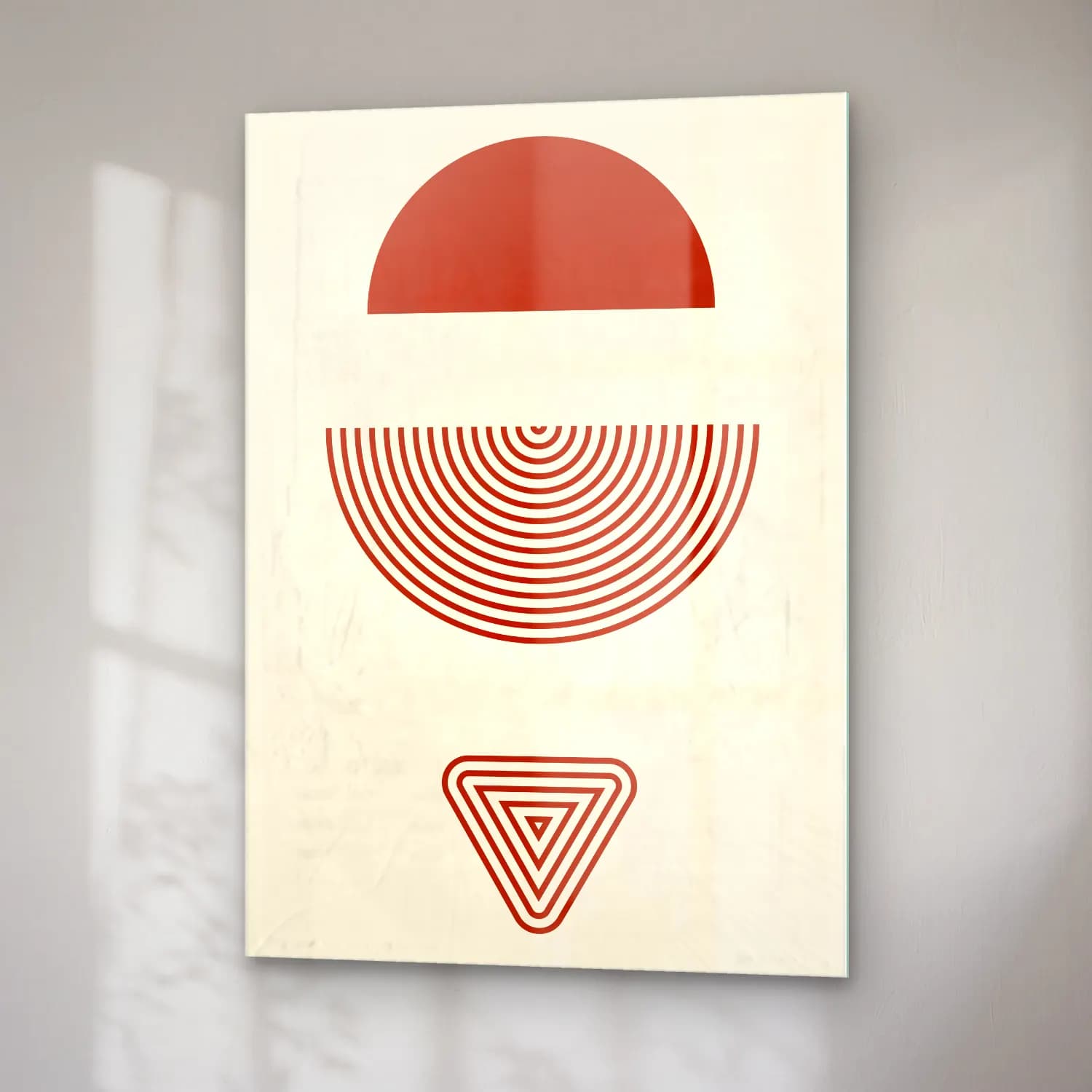 Bauhaus Geometrik Daireler cam tablo — sağ açıdan görünüm