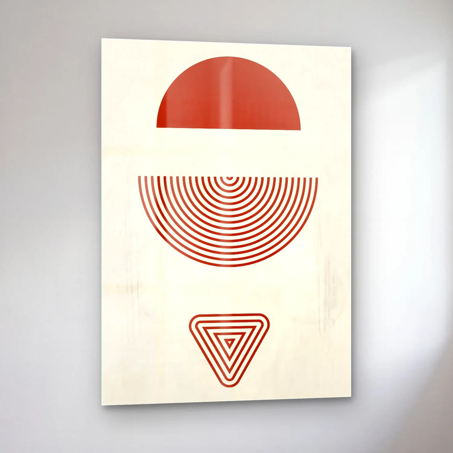 Bauhaus Geometrik Daireler cam tablo — sol açıdan görünüm