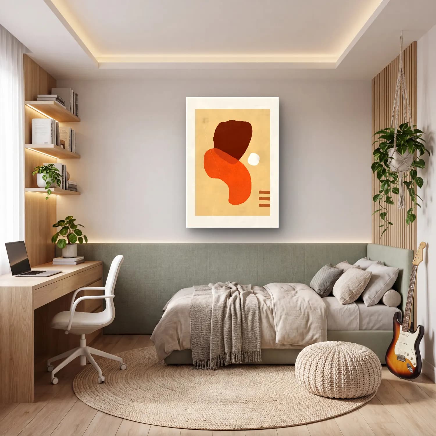 Modern Soyut Formlar No. 13 cam tablo — genç odasında