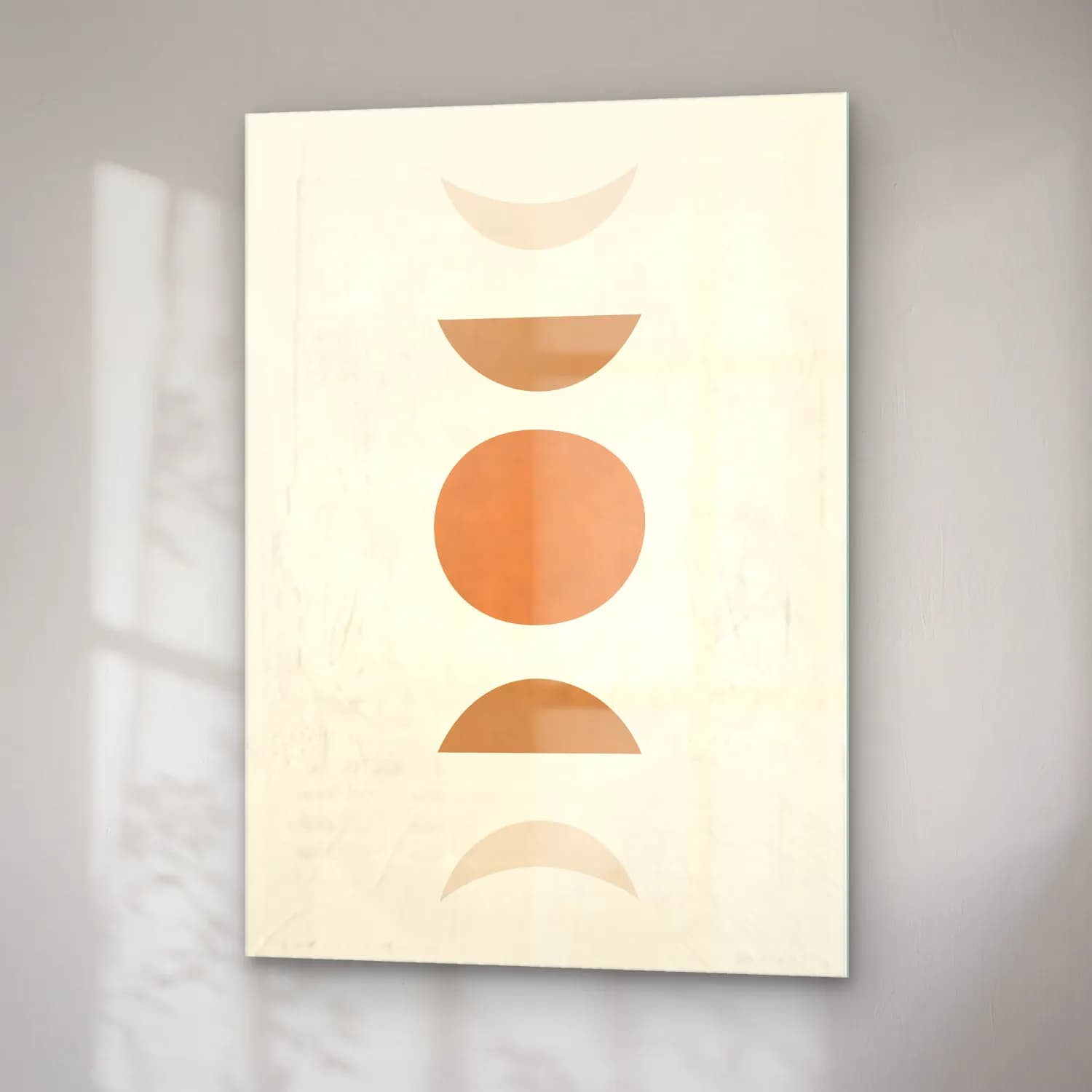 Boho Geometrik Daireler No. 9 cam tablo — sağ açıdan görünüm