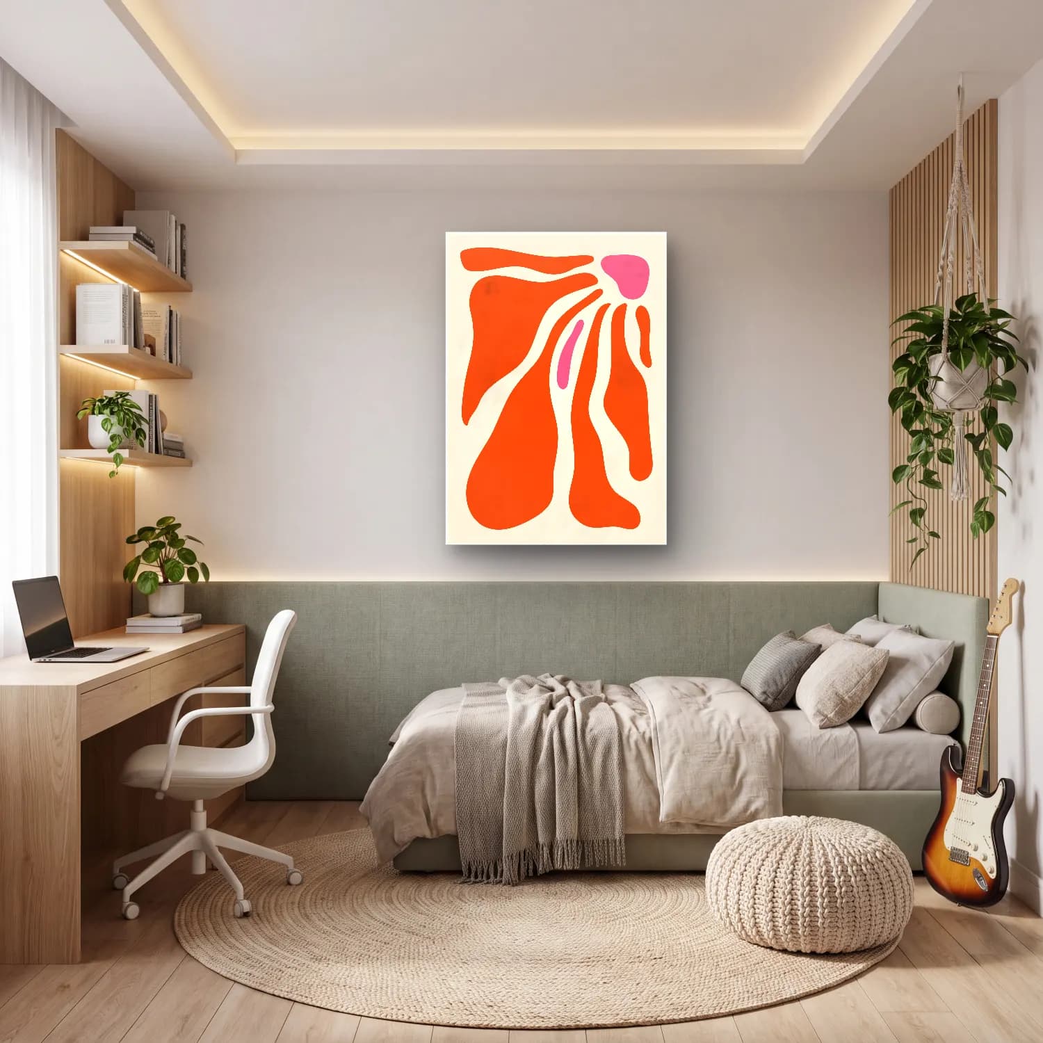 Boho Soyut Kemer No. 6 cam tablo — genç odasında
