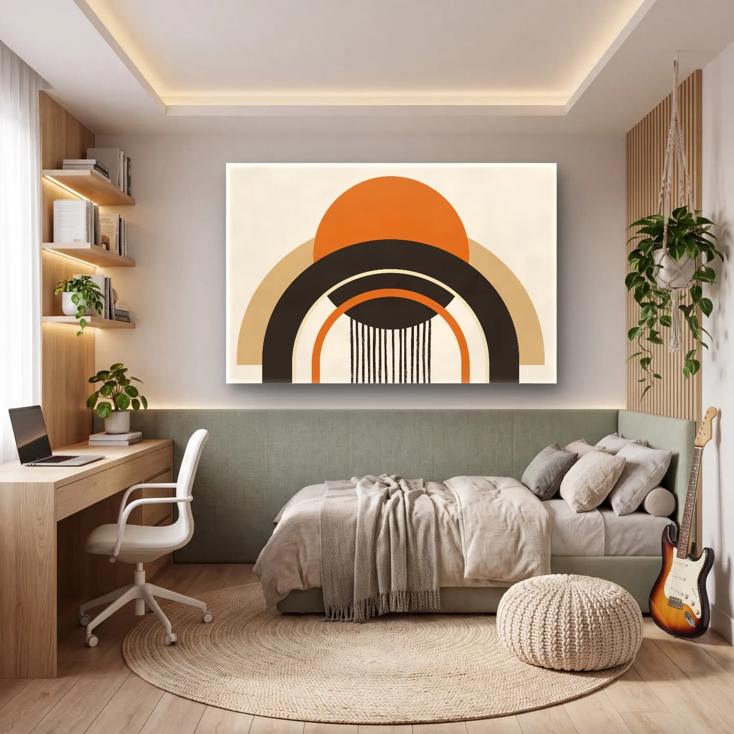 Boho Soyut Kemer No. 10 cam tablo — genç odasında